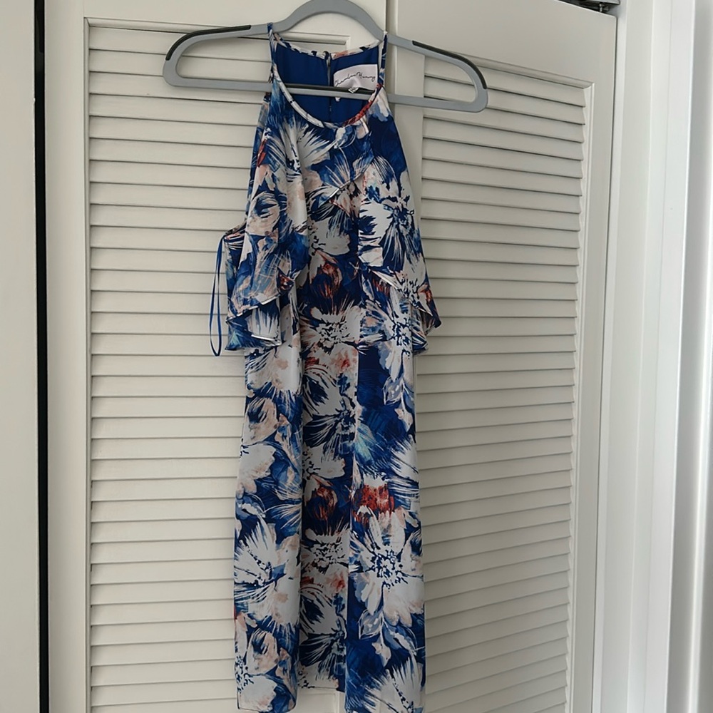 Charles Henry Blue Floral Sleeveless Dress
